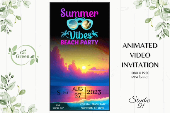 29 Bright Summer Party Invite Templates for Sunny Celebrations 23 Colorful animated beach party invitation with sunset and sunglasses design.