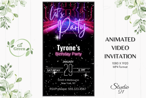 40 Editable Birthday Party Invite Template Ideas for Every 41 Editable birthday party invite template featuring neon text and vibrant colors for a celebration.