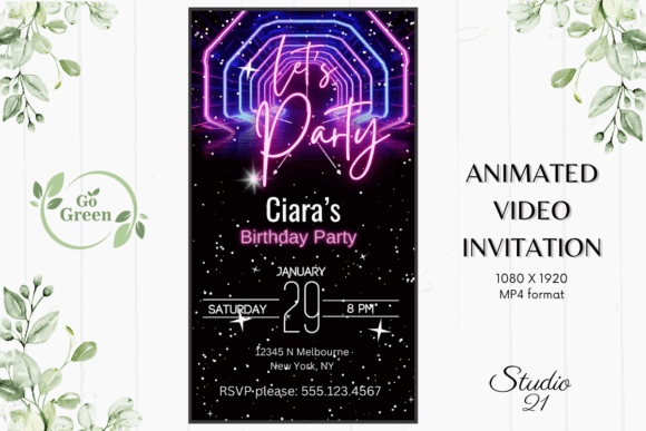 35 Party Invite Template Designs for Every Celebration 7 Editable animated birthday party invitation with neon lights and space for event details. โ party invite template