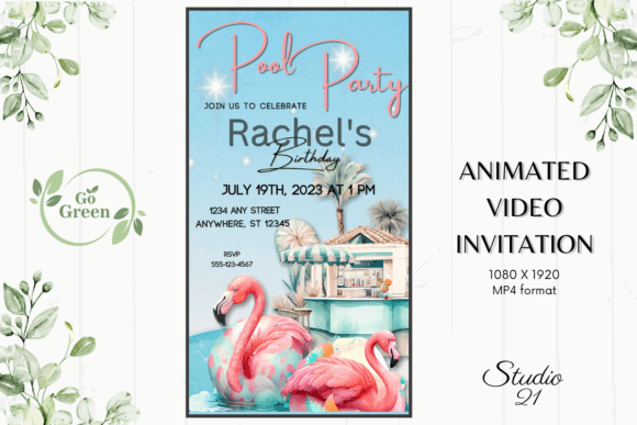 29 Bright Summer Party Invite Templates for Sunny Celebrations 10 Colorful animated pool party invitation featuring flamingos and a tropical background.