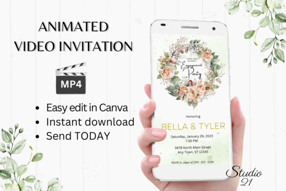 Engagement Party Invite Template: 26 Elegant Picks 30 Animated engagement party invitation template featuring floral design and editable details.