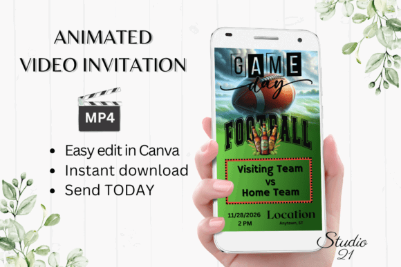 Football Party Invitation Templates: 12 Winning Game-Day Picks 12 Animated football game invitation template with editable details for a game day event.