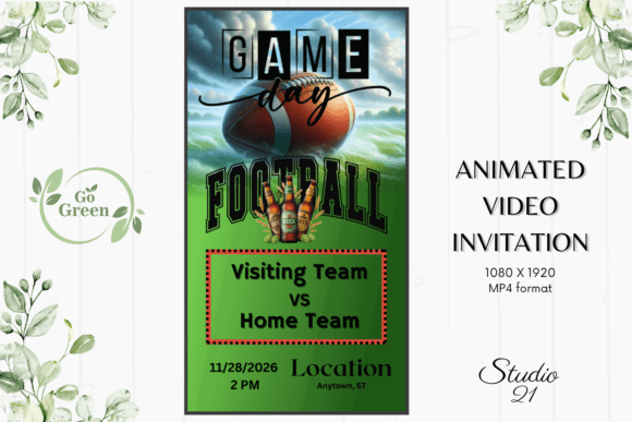 Football Party Invitation Templates: 12 Winning Game-Day Picks 11 Animated football invitation featuring game day details and beer bottles.