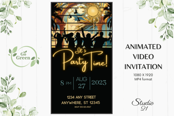29 Bright Summer Party Invite Templates for Sunny Celebrations 37 Animated summer party invitation with vibrant colors and silhouettes of people dancing.