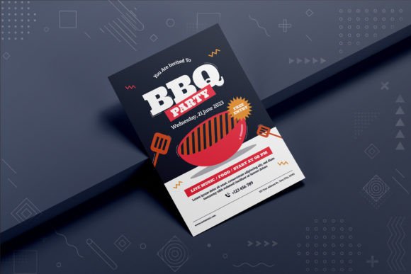 29 Bright Summer Party Invite Templates for Sunny Celebrations 43 Colorful BBQ party invitation featuring a grill and festive design elements.