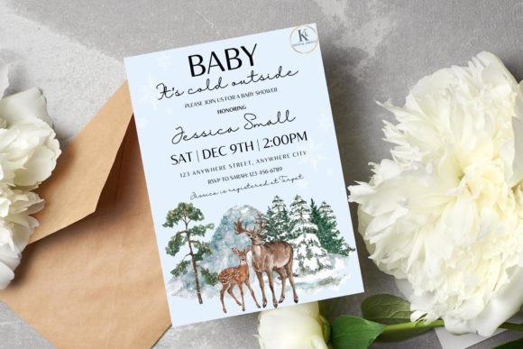 35 Party Invite Template Designs for Every Celebration 21 Editable baby shower invitation template featuring winter theme with deer and snowflakes. โ party invite template