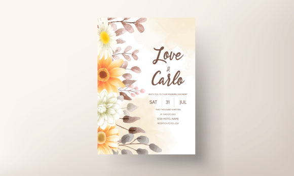 Garden Party Invite Template: 28 Beautiful Floral Designs 27 Floral wedding invitation featuring sunflowers and daisies with elegant typography.