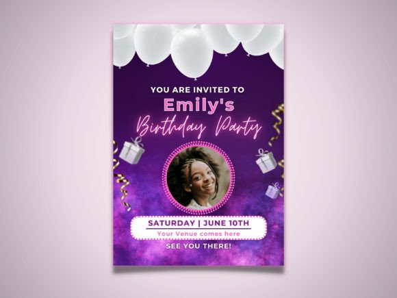 35 Party Invite Template Designs for Every Celebration 6 Editable birthday party invitation template with purple background and balloons. โ party invite template