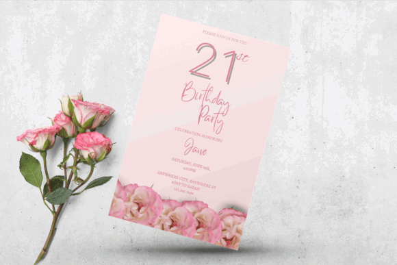 35 Party Invite Template Designs for Every Celebration 18 21st birthday party invitation template with floral design and pink background. โ party invite template