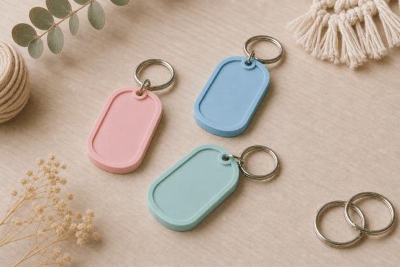 Amazing DIY 3D Printed Gifts: 11 Creative Ideas Anyone Can Make 7 DIY 3D printed gifts: personalized keychains in pink, blue, and green.