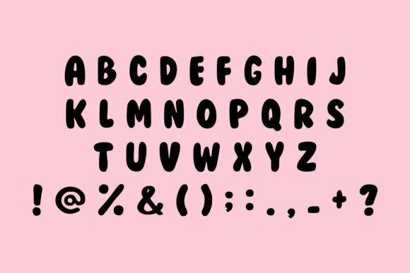 Halloween Bubble Letter Fonts: 27 Cute Spooky Picks 6 Bold bubble letters and symbols on a pink background, suitable for Halloween designs.
