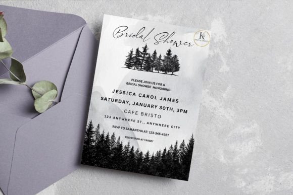35 Party Invite Template Designs for Every Celebration 27 Bridal shower invitation template featuring a forest design and elegant typography. โ party invite template