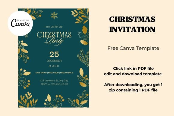 Christmas Party Invitation Templates: 35 Festive Picks 15 Elegant Christmas party invitation template with gold accents and festive design elements.
