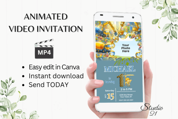 40 Editable Birthday Party Invite Template Ideas for Every 24 Editable birthday party invite template featuring construction theme with space for a photo.