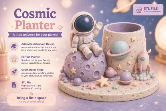 Amazing DIY 3D Printed Gifts: 11 Creative Ideas Anyone Can Make 15 Cosmic planter design featuring an astronaut and planets for 3D printing. โ DIY 3D printed gifts