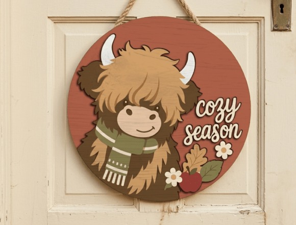 30 Best Layered Highland Cow Laser Cut Files for Decor 25 Cozy Season Highland Cow Door Sign File Laser Cutting 152060185 1 1 580x441 1