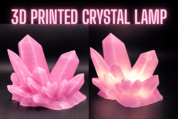 Crystal Cluster Lamp STL 3D printed crystal cluster lamp design for LED illumination