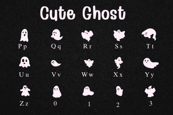 Spooky Font Alphabet: 33 Best Halloween Styles for 2026 28 Cute Ghost font characters displayed in a grid format.