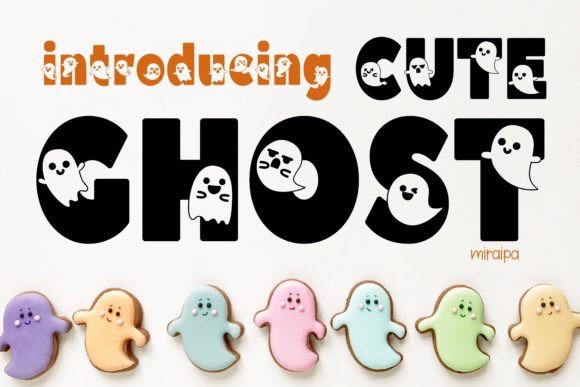 Halloween Bubble Letter Fonts: 27 Cute Spooky Picks 31 Playful font design featuring the words 'Cute Ghost' with whimsical ghost illustrations.