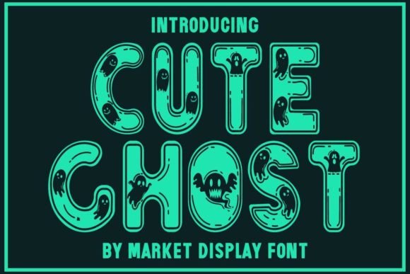 Spooky Font Alphabet: 33 Best Halloween Styles for 2026 23 Cute Ghost font featuring playful ghost illustrations in a bold, colorful design.