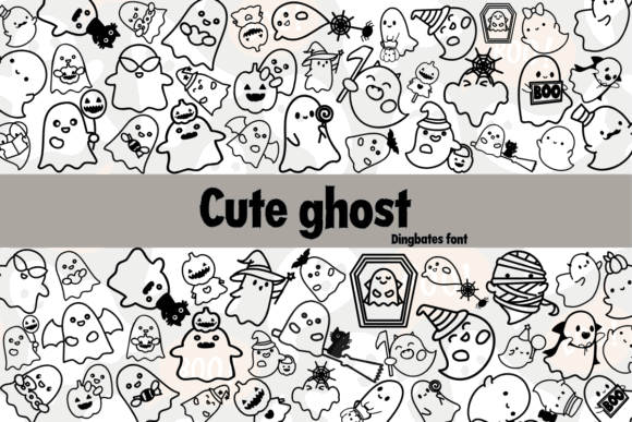 Spooky Font Alphabet: 33 Best Halloween Styles for 2026 22 A variety of cute ghost illustrations in a playful style, featuring different expressions and accessories.