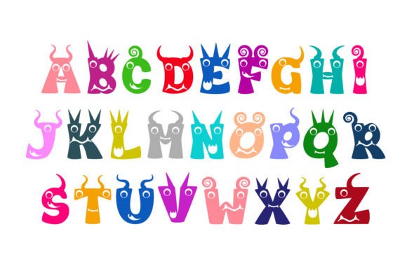 Halloween Bubble Fonts: 36 Playful Picks for Spooky Crafts 14 Colorful monster-themed bubble letters from A to Z.