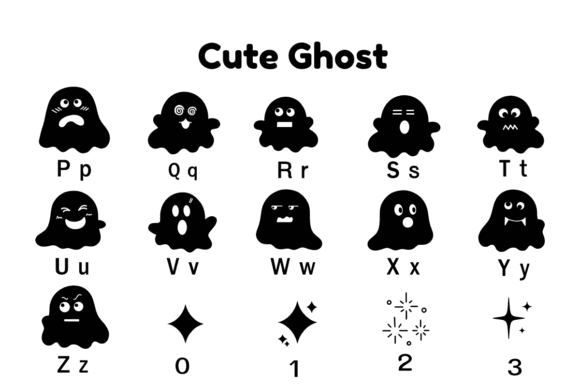 Spooky Font Alphabet: 33 Best Halloween Styles for 2026 31 Cute Ghost font featuring playful ghost characters and letters from A to Z.