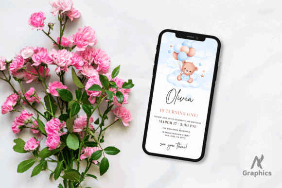35 Party Invite Template Designs for Every Celebration 17 Editable birthday invitation template featuring a bear with balloons and floral accents. โ party invite template