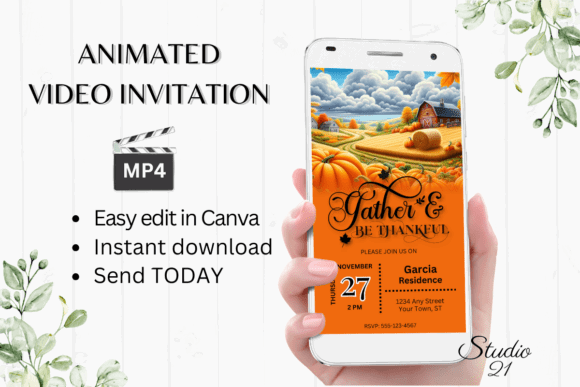 Football Party Invitation Templates: 12 Winning Game-Day Picks 17 Animated Thanksgiving football invitation on a smartphone with editable details.