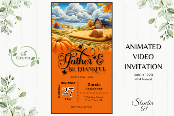 Football Party Invitation Templates: 12 Winning Game-Day Picks 16 Thanksgiving-themed animated video invitation with autumn scenery and event details.