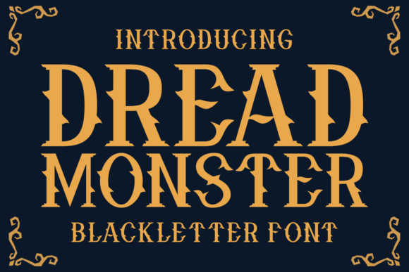 35 Best Bold Halloween Fonts with Heavy, Spooky Lettering 12 Dread Monster blackletter font showcasing bold Halloween lettering. โ bold Halloween fonts