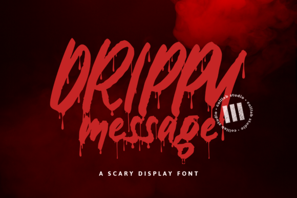 Unusual Halloween Fonts: 35 Creative Picks for Standout Designs 34 Drippy Message font with red dripping letters on a dark background.
