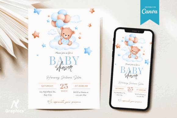 35 Party Invite Template Designs for Every Celebration 19 Editable baby shower invitation template featuring a teddy bear and balloons. โ party invite template