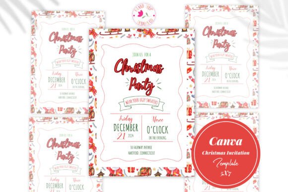 Christmas Party Invitation Templates: 35 Festive Picks 11 Colorful Christmas party invitation template featuring festive illustrations and event details.