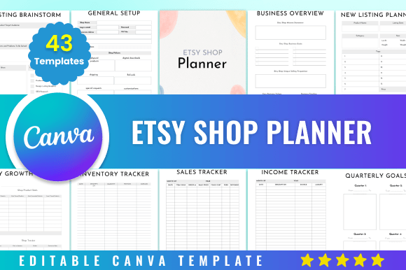 10 Best Etsy Shop Marketing Planner Templates for Growth 9 Editable Etsy Shop Planner template with sections for brainstorming, business — Etsy shop marketing planner templates