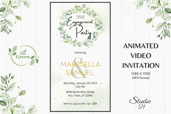 Engagement Party Invite Template: 26 Elegant Picks 32 Elegant engagement party invitation with floral design and event details.