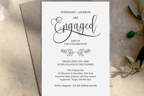 Engagement Party Invite Template: 26 Elegant Picks 6 Elegant engagement party invitation with floral accents and script typography.