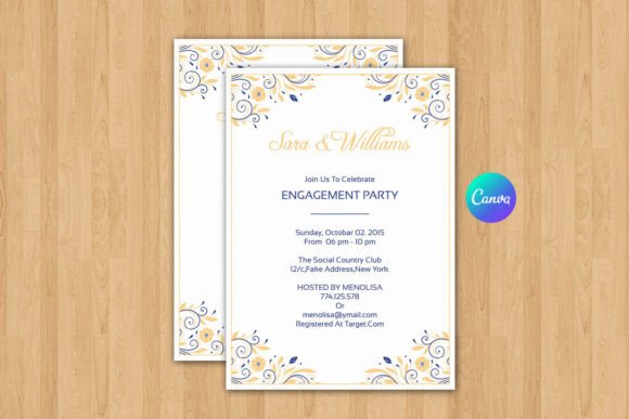 Engagement Party Invite Template: 26 Elegant Picks 15 Elegant engagement party invitation with floral design and gold accents.