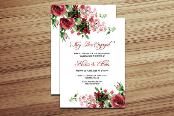 Engagement Party Invite Template: 26 Elegant Picks 10 Elegant engagement party invitation with floral design and red accents.