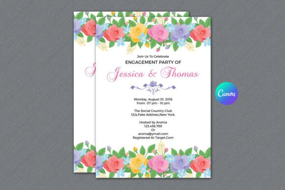 Engagement Party Invite Template: 26 Elegant Picks 12 Floral engagement party invitation featuring colorful flowers and elegant typography.