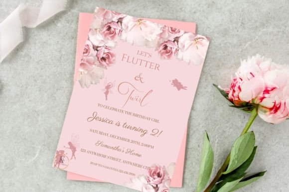 Garden Party Invite Template: 28 Beautiful Floral Designs 13 Floral birthday invitation with pink peonies and whimsical design elements.