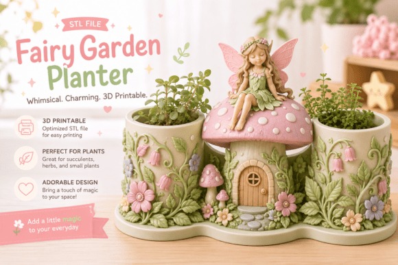 Fairy Mushroom Double Planter — 3D printed planters