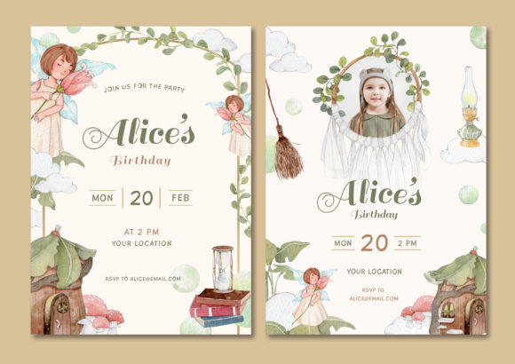40 Editable Birthday Party Invite Template Ideas for Every 36 Editable birthday party invite template featuring fairy tale theme with illustrations of children and nature.