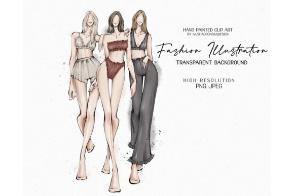 Pajama Party Invite Template: 25 Cozy Designs You’ll Love 25 Three fashion illustrations of women in stylish pajamas on a transparent background.