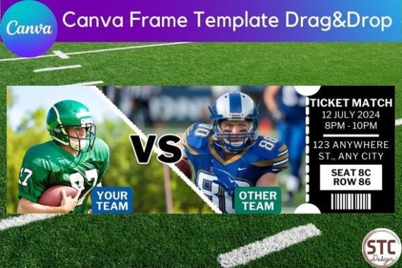 Football Party Invitation Templates: 12 Winning Game-Day Picks 15 Football ticket template featuring two players and match details.