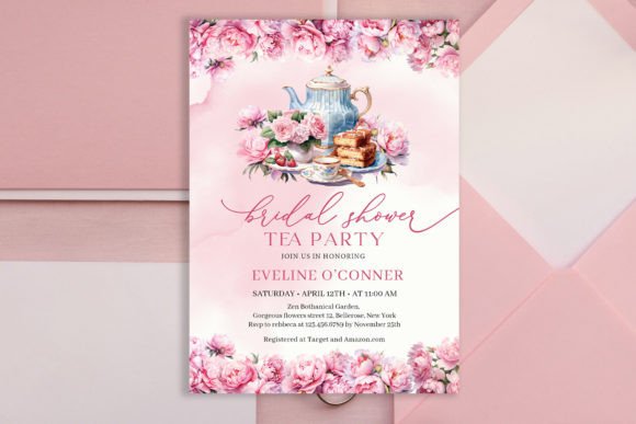30 Charming Tea Party Invitation Templates for Elegant Celebrations 15 Bridal shower tea party invitation with floral design and teapot illustration.