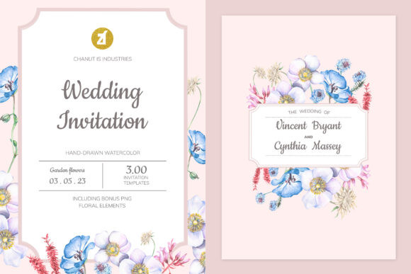 Garden Party Invite Template: 28 Beautiful Floral Designs 8 Floral wedding invitation design featuring hand-drawn watercolor flowers.