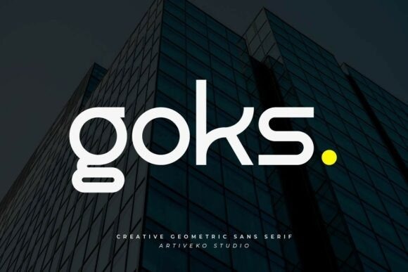 21 Canva Fonts for Clean Designs Goks font displayed on a modern building background, showcasing clean professional design. — Canva Fonts
