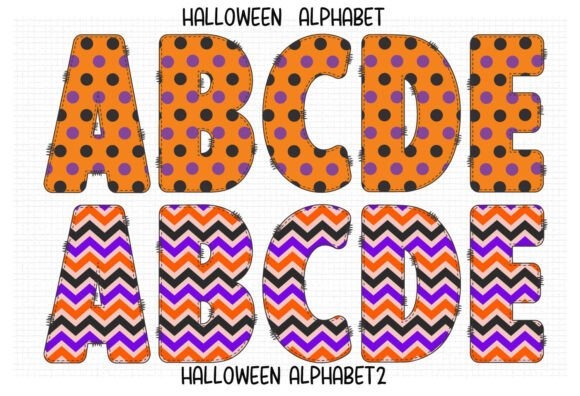 22 Creepy ABC Fonts for Posters, Stickers, & Classrooms 19 Creepy ABC fonts in Halloween theme with polka dots and chevron patterns.