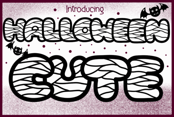 Halloween Bubble Fonts: 36 Playful Picks for Spooky Crafts 24 Playful Halloween font design featuring the words 'Halloween Cute' with cartoon bats.